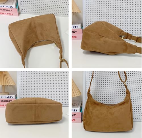 Bolso hobo de ante estilo holgado para mujer, bolso cruzado, bolso de viaje, bolso tipo tote con asa superior, 2026 miniatura 6
