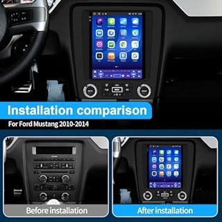 Android 13 Car Radio Compatible for Ford Mustang 2010-2014 Dual Screen Radio Upgrade,Wireless CarPlay Android Auto Head Unit Stereo Built-in DSP Bluetooth WiFi SWC MirrorLink [4G+64G]