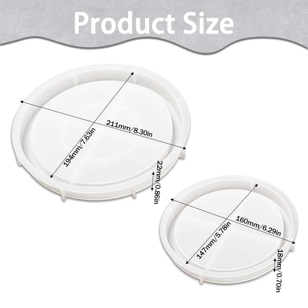2 Pezzi Stampi Epossidici Rotondo Stampo Resina Epossidica Vassoio Rotondo in Silicone Vassoio sottobicchiere Rotondo per la Produzione di Vassoi e Oggetti di Artigianato