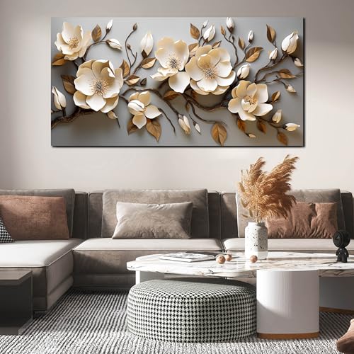 TYTAUPT Flower Pictures Wall Art for Bedroom Modern Art Wall Decor for Bedroom White and Gold Canvas Print Wall Art Large Size 29 x 58 Inch by TYTAUPT - Image 5