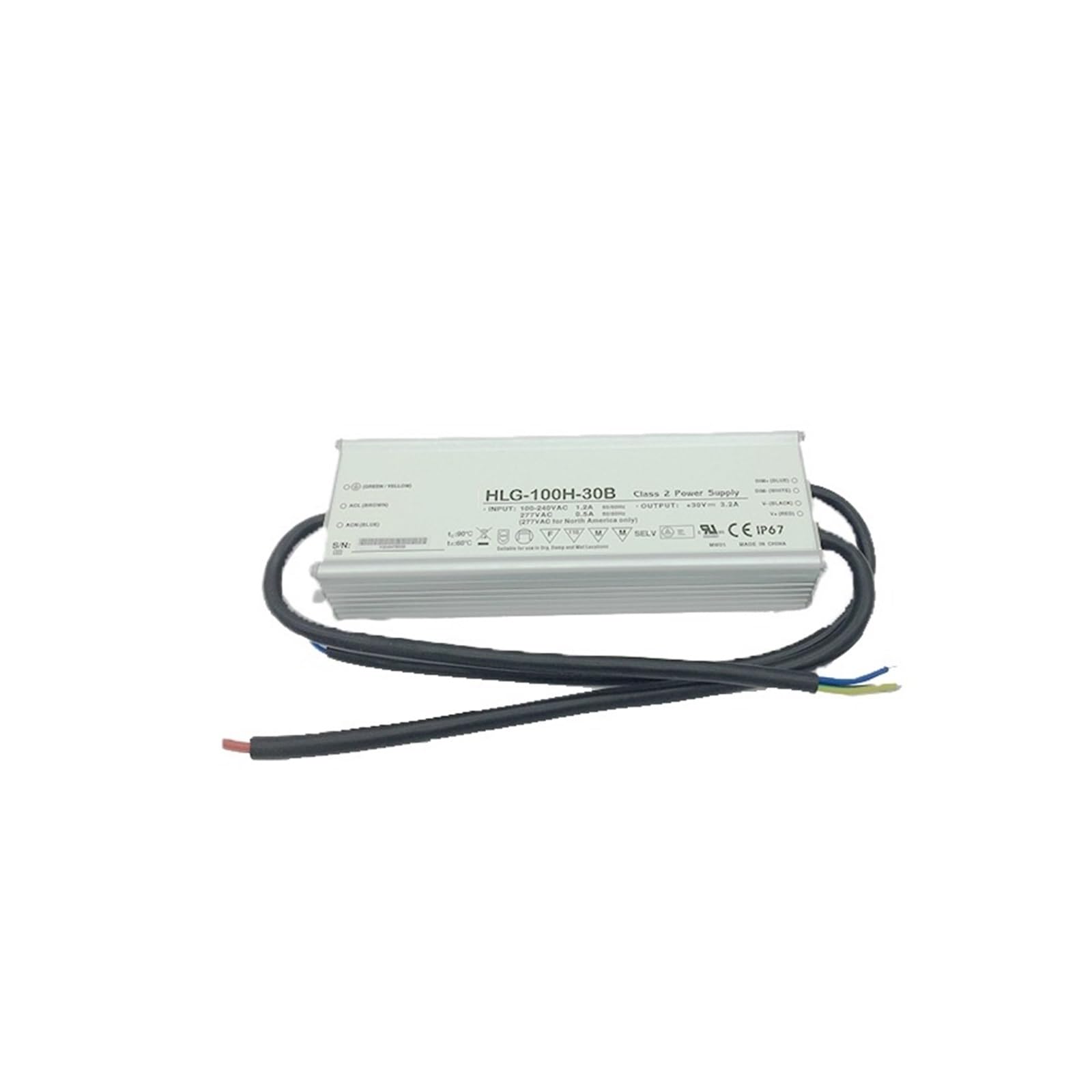 Alimentation LED étanche 24V 100W HLG-100H-24A transformateur PFC lampadaire extérieur