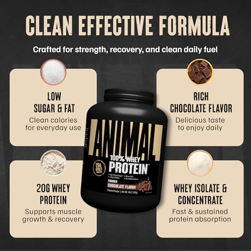 Animal 100% Whey Protein Powder – Whey Blend for Pre Workout or Post Workout, Recovery, or an Anytime Low Sugar Protein Boost Meal Replacement with BCAA Branched Chain Amino Acids – Chocolate, 4 lb - Image 6