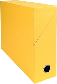 EXACOMPTA - Ref. 89529E - 5 cajas de transferencia de papel lienzo, respaldo de 90 mm, con ojal de metal, para tamaño A4, dimensiones 25,5 x 34 x 9 cm, color amarillo, se entregan montadas