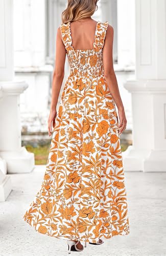 Image of BTFBM Dresses for Women Summer 2026 Formal Sleeveless Smocked Floral Long Wedding Guest Dress Party Spring