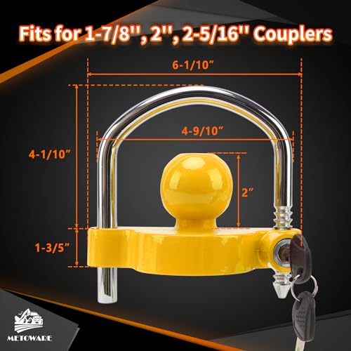METOWARE Yellow Trailer Coupler Lock