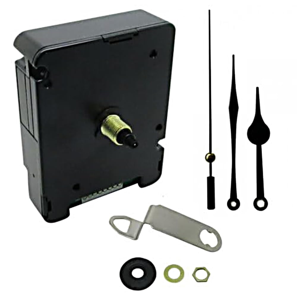 Silent Battery Operated Automic UK Radio Controlled Clock Movement Mechanism/Motor Quartz MSF Signal (1, 98mm Black Metal Hands)