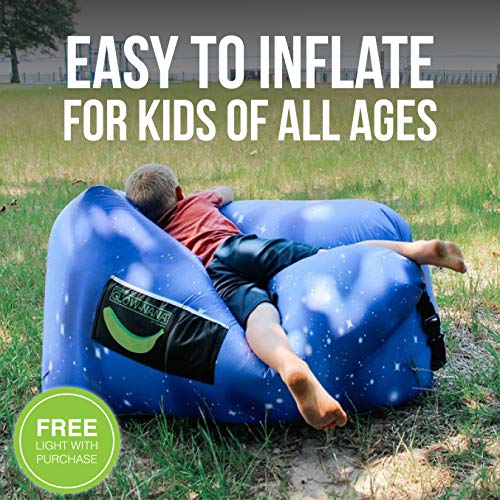 Rukket Sports GlowNana, Light Up Inflatable Lounger for Kids, Blow Up Chair & Air Couch for