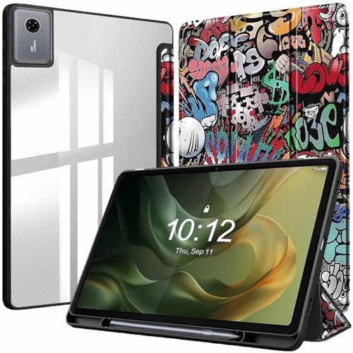 Image of ProElite Cover for Motorola Pad 60 Neo 11 inch 2025, Smart Flip Case Cover for Motorola Pad 60 Neo 11 inch 2025 with Pen Holder, Hippy [Transparent Back]
