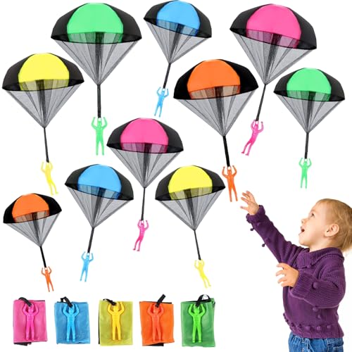 Galenecx 10 Pezzi Giocattoli per Paracadute, Giochi da Lancio, Giochi all'aperto per Bambini, Giocattoli Volanti da Lancio All'aperto, per Bambini e Adulti