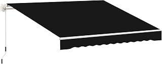 8' x 7' Patio Retractable Awning, Manual Exterior Sun Shade Deck Window Cover, Black