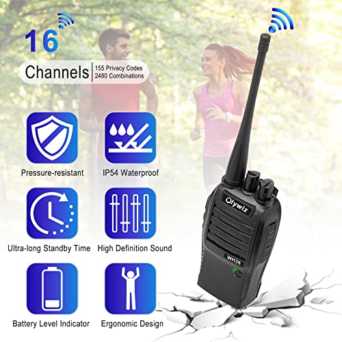 Olywiz Walkie Talkies Long Range Rechargeable Handheld Fm Transceiver 5W 9 Miles Range 16Ch With Ctcss/Dcs Tot Function 2 Way Radio For Survival Camping Driving School Security 2 Pack #TOP4