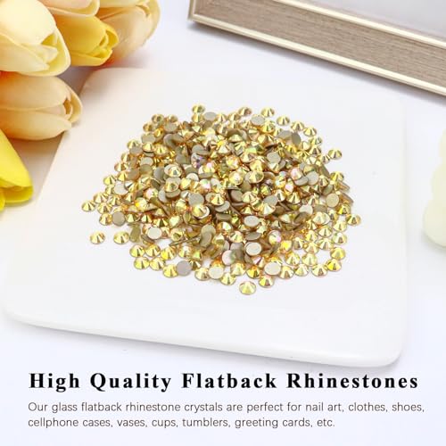 Image of 1440PCS SS3 Crystal Glass Flatback Rhinestones, Round Flat Back Crystal Gems for Nail Art and Craft Clothes, Glue Fix Diamond Stones Metal Sunlight (1.3-1.4mm)