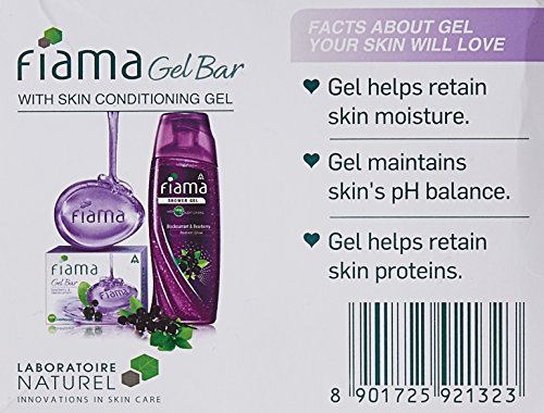 Image of Fiama Gel Bar Blackcurrant and Bearberry for radiant glowing skin, with skin conditioners, 125 g