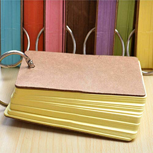 Vogueing Tool Revision Cards，Blank 6Pcs Study Cards Revision Paper Flip Index with Binder Ring(Yellow)