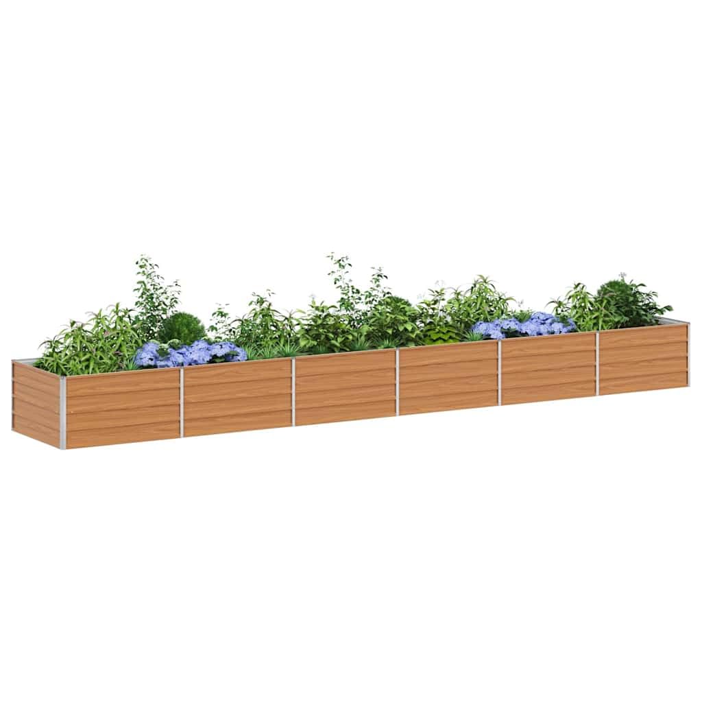 vidaXL Garden Raised Bed Light Brown 480 x 80 x 45 cm Galvanised Steel