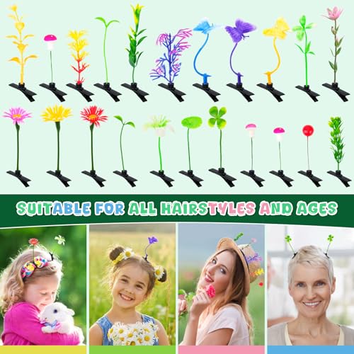 Pinzas para el cabello Hysagtek Bean Sprouts Rave, 120 piezas | Estilo mixto, diseño de plantitas, brochecitos de césped, setas y mariposas, para mujeres y niñas miniatura 4