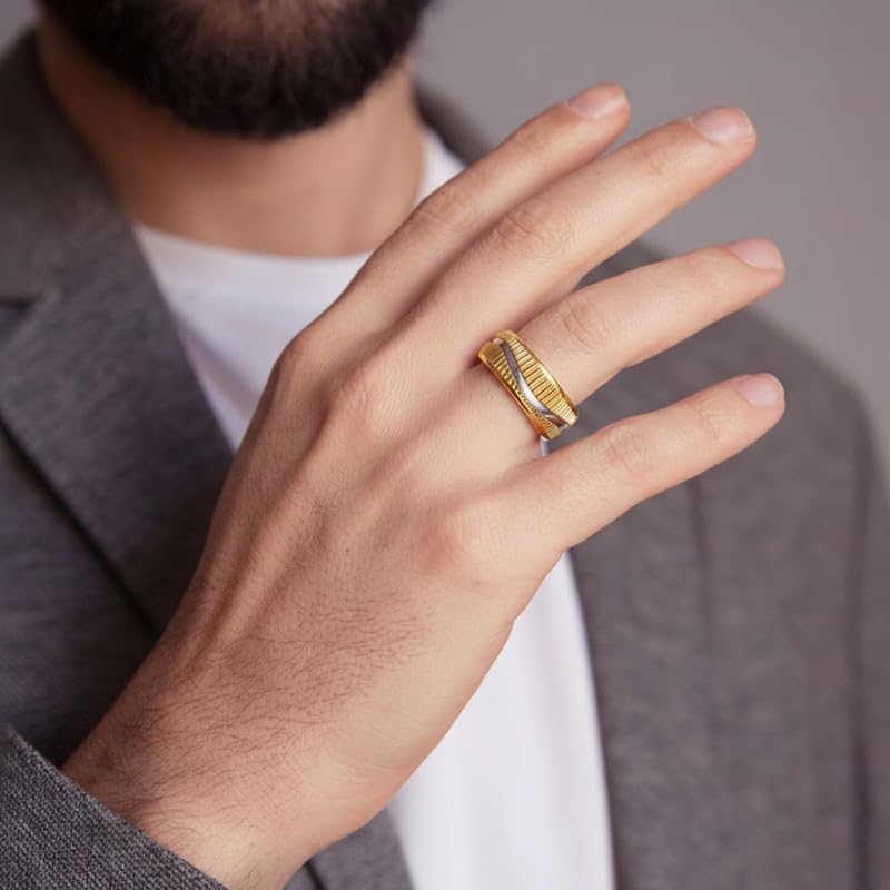 Image of KISNA 9KT / 14KT / 18KT Ribora Yellow Gold Band Ring For Him | S14
