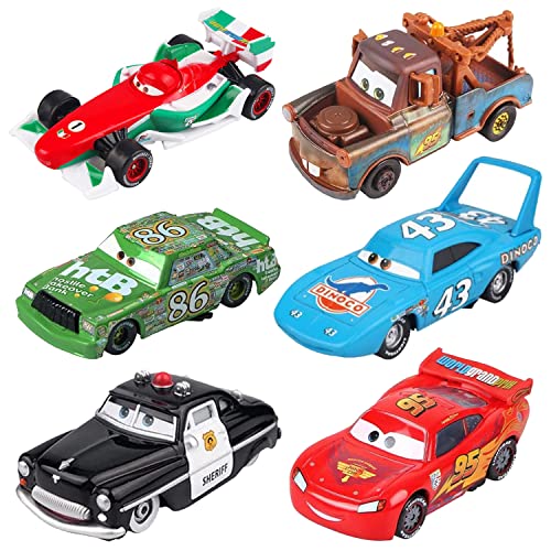 6Pcs Movie Cars 3 Toys Mater Chick Hicks The King Sheriff Francesco Cars 1:55 Diecast Model Vehical Birthday Car Set Toys For Boys Kids #TOP10