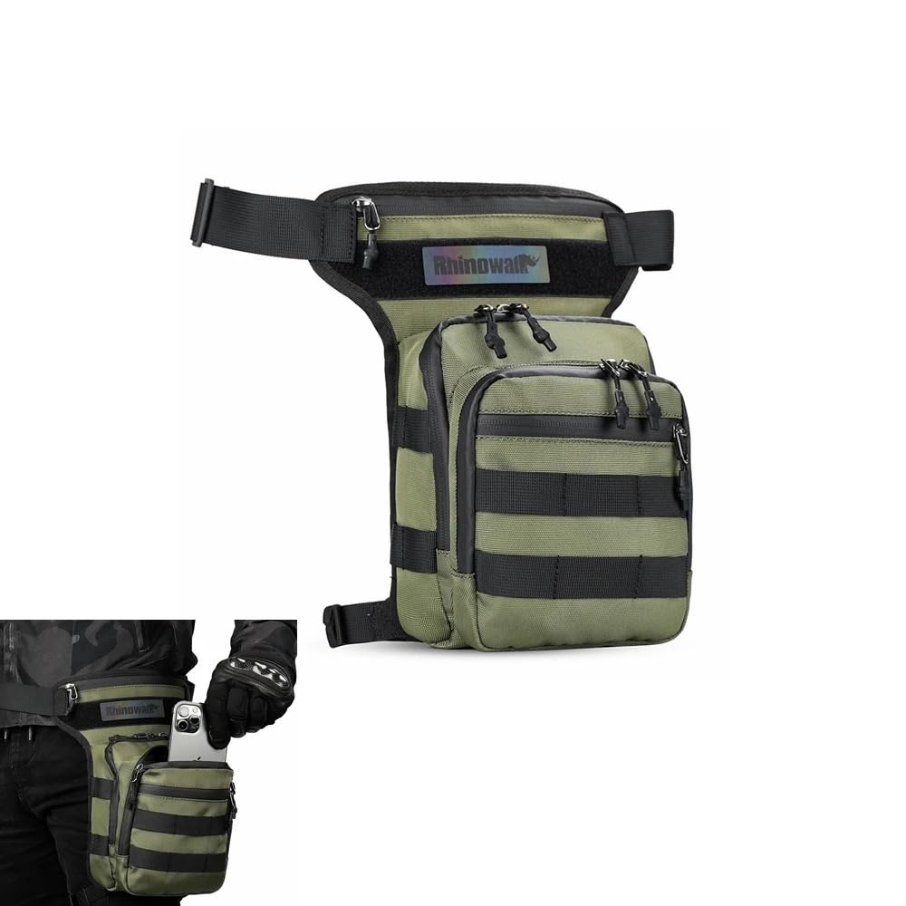 Pernera Moto Bolsa táctica de Viaje for Motocicleta, Bolso Impermeable for teléfono móvil, riñonera, Bolsa for Pierna(Black-03)