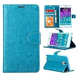 Note 4 Case, Galaxy Note 4 Case, Joopapa Galaxy Note 4 Luxury Fashion Pu Leather Magnet Wallet Flip Case Cover with Built-in Credit Card/ID Card Slots for Samsung Galaxy Note 4 (Blue)