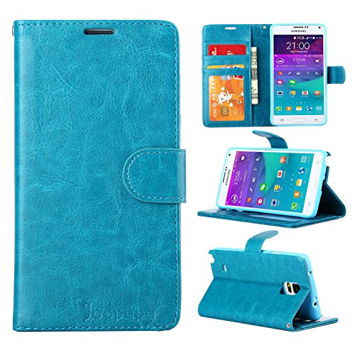 Note 4 Case, Galaxy Note 4 Case, Joopapa Galaxy Note 4 Luxury Fashion Pu Leather Magnet Wallet Flip Case Cover with Built-in Credit Card/ID Card Slots for Samsung Galaxy Note 4 (Blue)