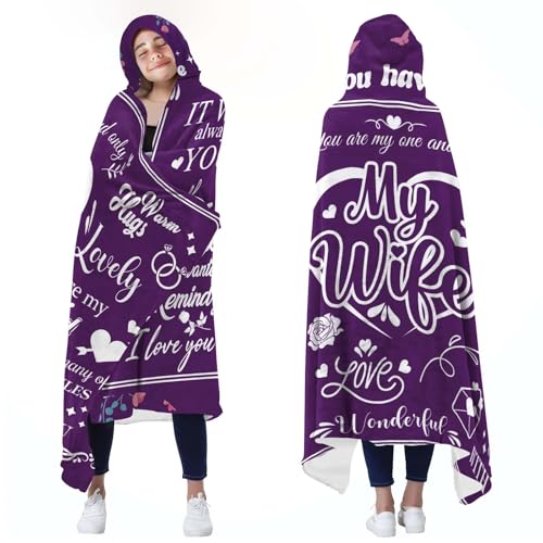 Bestshop Gifts for Wife Wearable Blanket, Wife Fleece Hoodie Blankets from Husband Boyfriend, Wife...