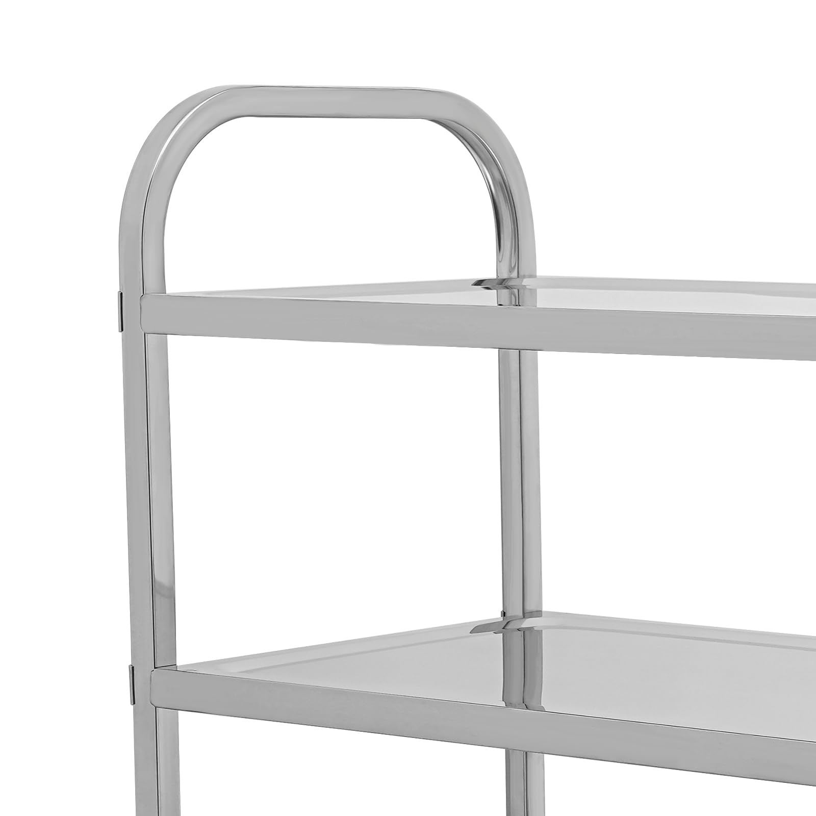 OUKANING Carro de cocina de acero inoxidable con 3 estantes, carro de servicio de alta capacidad de carga y ruedas silenciosas, isla de cocina móvil y estante de cocina para microondas, cocina
