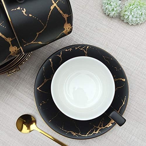 Miniatura 5 de Juego de cucharas de café de cerámica con diseño de mármol de 68fl oz taza de té nórdico juego de té de porcelana mate taza de té café expreso tetera