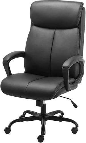 High Back Managerial Executive Chair PU Leather Ergonomic Computer Chair Large Seat Swivel Chair, Sturdy Metal Base, High Back Swivel Recliner for