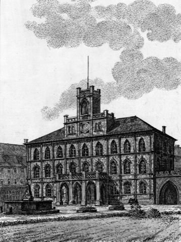 Akwaforta ręcznie drukowana monochromia Weimar, Rathaus z Mincu, odbitka na papierze, nie oprawiona, grafika artystyczna, sztuki projektowania, druk artystyczny
