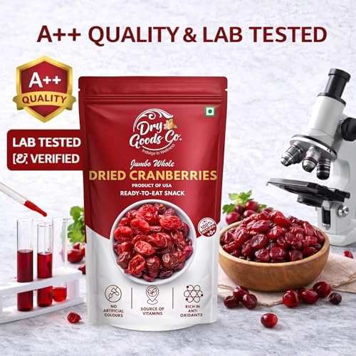 Image of Dry Goods Co. Dried Whole Cranberries 200g | Sweet & Tangy Cranberry Snack | Rich in Antioxidants | Perfect for Baking, Salads & Cereals | Imported Quality | Hygienically Packed