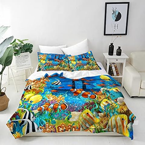 ANHOPE Underwater Tropical Fish Duvet Cover Set Cover