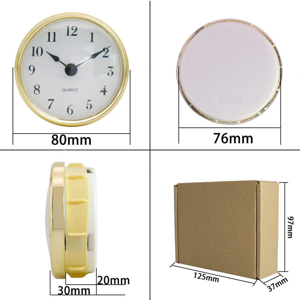 PATIKIL 90mm Inserto per Orologio al Quarzo Miniatura con Movimento al Quarzo Rotondo Mini Orologio Numeri Romani Adatto 78mm/3.1 Dia Foro per Sostituzione, Tono Argento/Bianco, Stile 3