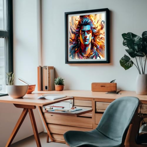 Image of Whattacraft! Paint by Numbers for Adults and Kids | Premium Painting Kit in Gift Packaging| Rolled Canvas | Do-it-Yourself Wall Decor | DIY | Lord Shiva 40x40
