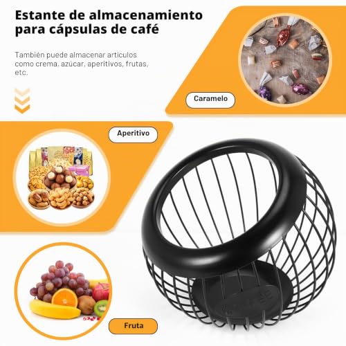 Miniatura 2 de Happysnow Soporte Para Estante De Café, K-Tazas Y Espresso De Gran Capacidad, Cesta De Almacenamiento Para Cápsulas De Café De Metal