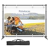 polwkscas 10 x10ft (W X H) Photo Backdrop Banner Stand Adjustable Telescopic Tube Trade Show Display Stand Step and Repeat Frame Stand for Professional Photography Booth Background Stand Kit