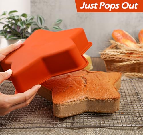 image for Webake Silicone Star Cake Pan 9.5 Inch Large Nonstick Star Shaped Cake