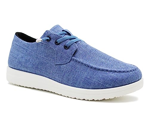 Dr Keller Womens Elastic Lace Up Smart Trainers Ladies Casual Slip On Walking Canvas Textile Flat Sneaker Pumps (Blue, UK_Footwear_Size_System, Adult, Women, Numeric, Medium, Numeric_6)