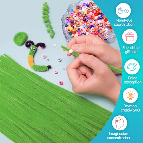 Image of IOOLEEM 200pcs Dark Green Pipe Cleaners Bulk for Crafts