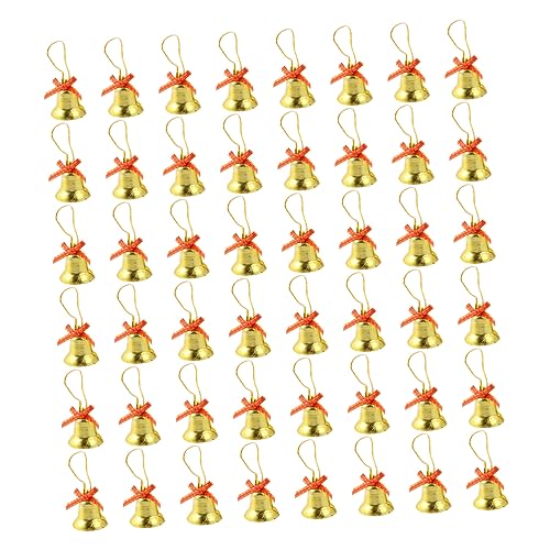 GOOHOCHY 50pcs Mini Christmas Tree Bowknot Ornaments Bells Hanging Decorations for Party Weddings and Festive Atmosphere for Garlands Classrooms and Home Decor