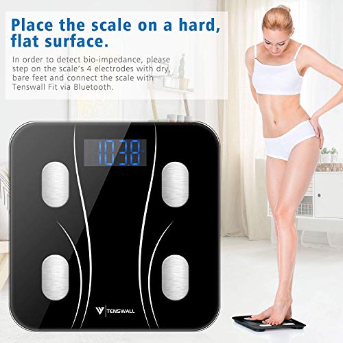 Body Weight Scale, Digital Bathroom Scale, Body Composition Monitor Health Analyzer with Smartphone App for Body Weight, BMI, Water, BMR, Muscle Mass, Body Fat, Fitness Health Scale