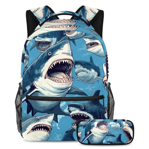 Cartable Cool Shark Sea Animal 26 avec sac à dos et trousse pour enfant