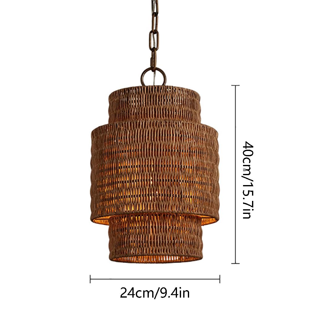Lampa Wisząca Boho Rattan, Ręcznie Tkana Lampa Wisząca Do Wyspy Kuchennej. Ręcznie Tkany Klosz Z Rattanu Z Regulowanym Kablem Tworzy Ciepłe Oświetlenie Wysp Kuchennych I Jadalni.