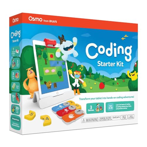 Image of Osmo - Coding Starter Kit for iPad-3 Educational Learning Games-Ages 5-10+ Learn to Code, Basics Puzzles-STEM Toy-Logic, Fundamentals(Osmo iPad Base Included)