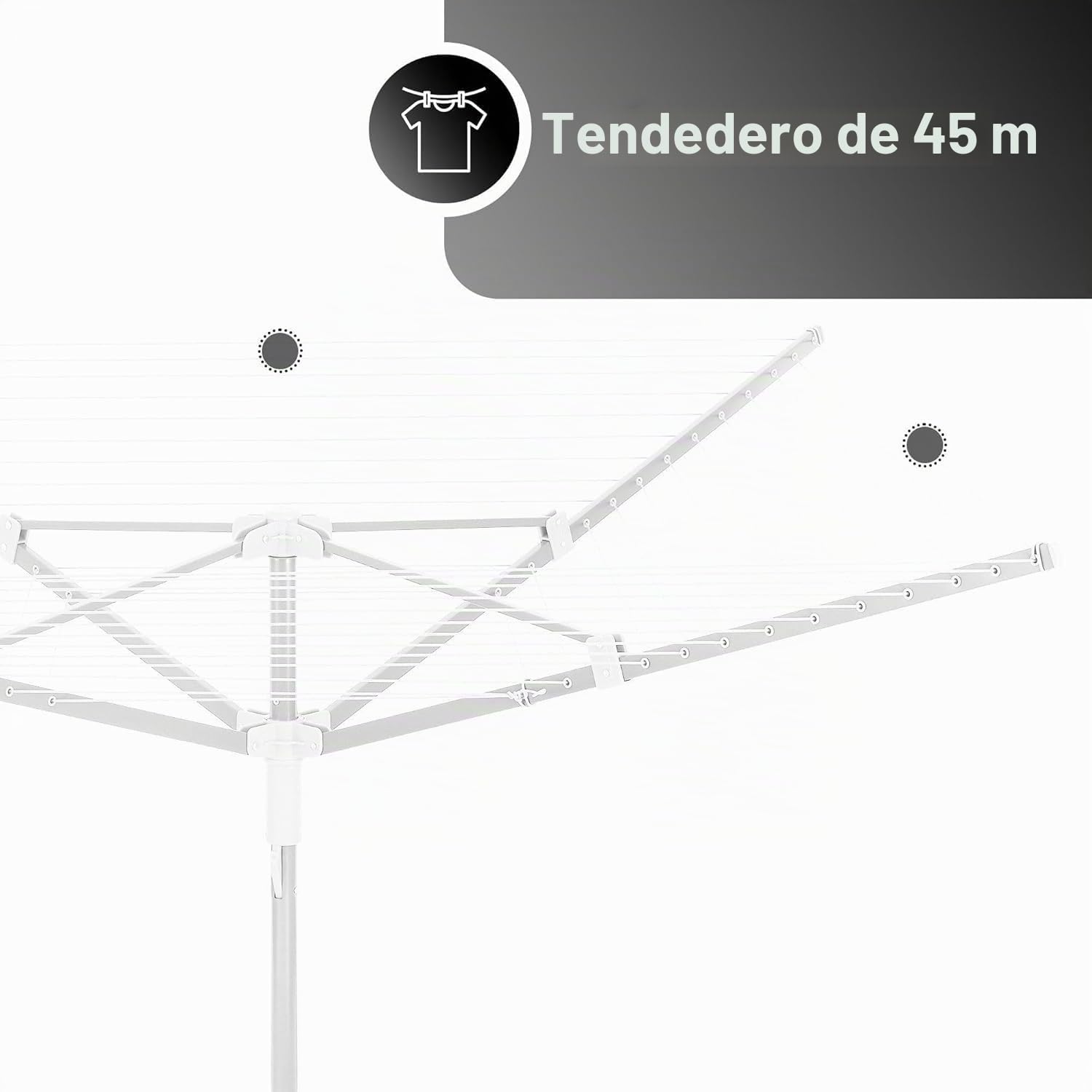 Vonia Secador Paraguas Exterior – Tendedero de Ropa de 45 M con Anclaje al Suelo – Secado Natural al Aire Libre (Blanco)