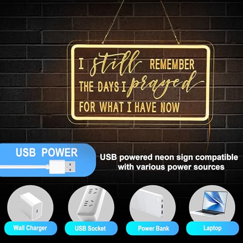 Image of Pray Neon Sign I Still Remember The Days I Prayed for What I Have Now Signs for Wall Decor Dimmable LED Neon Light USB Powered Neon Art Lights Decor