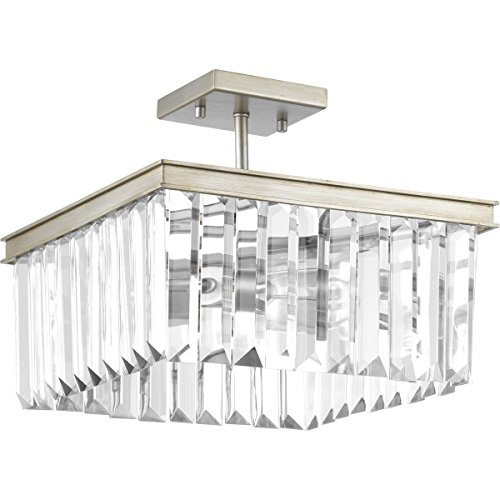 Creative Product Progress Lighting P350058-134 Glimmer Semi-Flush/Convertible, Silver Ridge