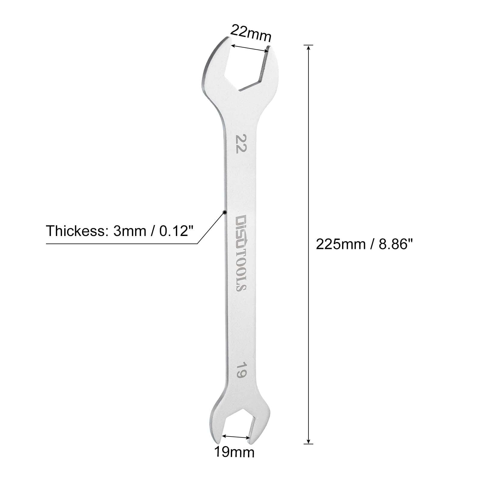 QUARKZMAN Cienki klucz oczkowy 19 mm x 22 mm metryczny piaskowanie, powlekany stal nierdzewna 3cr13, dwustronny klucz płaski do napraw domowych i ogólnych napraw