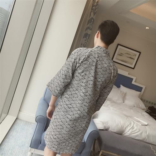 Image of SIQITECHNO Men Kimono Robe Cotton Yukata Spa Sauna Bathrobe Sleepwear Japanese Kimono for Women Loungewear Nightgown Dressing
