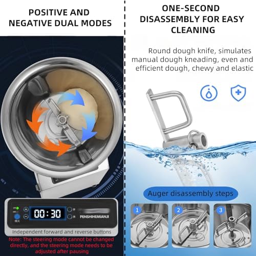 Kitchen Stand Mixer,Dough Mixer Maker Mixers for Baking Dough Kneading Machine With Timing Function Easy Clean Large Capacity Automatic Kneading Machine silver - Image 5